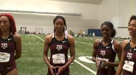 Ashley Collier, Dominique Duncan, Olivia Ekpone, and LaKeidra Stewart after 60m at 2012 Big 12 Championships