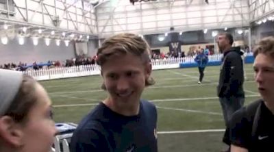 Collin Jarvis displays mullet with Cal teammates & Deborah Maier critiques at 2012 MPSF Champs