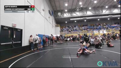 70 lbs Final - Aspyn Marple, Tuttle Wrestling vs Laneigh Jo Cartwright, Midwest City Bombers Youth Wrestling Club