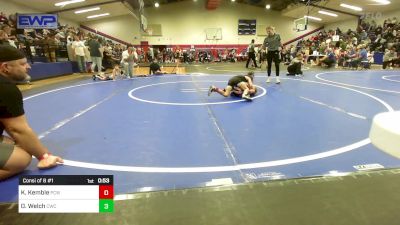 52 lbs Consi Of 8 #1 - Ky Kemble, Ponca City Wildcat Wrestling vs Danger Welch, Claremore Wrestling Club