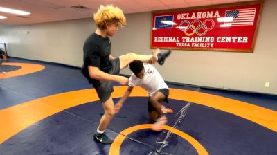 Jordan Williams and Ishmael Guerrero at practice in Broken Arrow