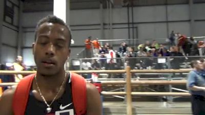 Aaron Evans Post race 800 prelims, using his kick at altitude at NCAA Indoor Champs 2012