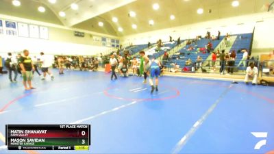 190 lbs 1st Place Match - Mason Savidan, Monster Garage vs Matin Ghanavat, Capo Valley