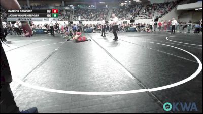 70 lbs 3rd Place - Patrick Sanchez, Raw Wrestling Club vs Jaxon Wolfenberger, Keystone Kids Wrestling Club