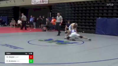 130 lbs Quarterfinal - Keegan Zeigler, Camp Hill, PA vs Charlie Arobone, Harleysville, PA