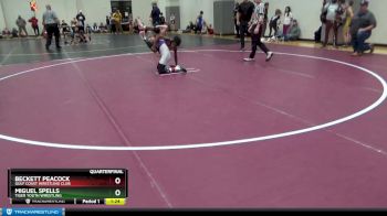 95 lbs Quarterfinal - Miguel Spells, Tiger Youth Wrestling vs Beckett Peacock, Gulf Coast Wrestling Club