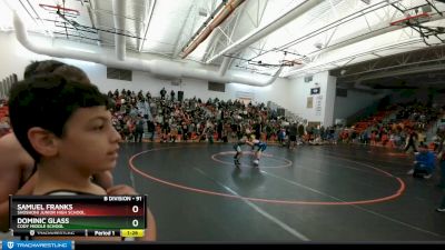 91 lbs Champ. Round 1 - Samuel Franks, Shoshoni Junior High School vs Dominic Glass, Cody Middle School