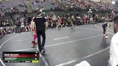 90 lbs Quarterfinals (8 Team) - Tanner Bolt, Kansas Cobras vs Krue Melchor, Wyoming Renegades