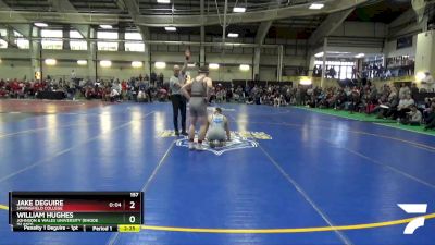 157 lbs Quarterfinal - Jake Deguire, Springfield College vs William Hughes, Johnson & Wales University (Rhode Island)