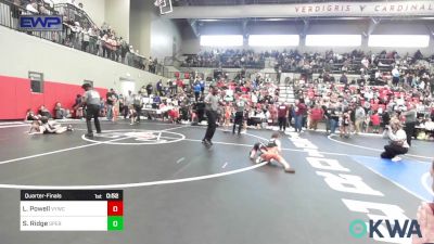 49 lbs Quarterfinal - Lane Powell, Verdigris Youth Wrestling vs Shelby Ridge, Sperry Wrestling Club