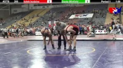 285 lbs cons-round-1 kaleb budzine IA vs. Donte Winfield IN