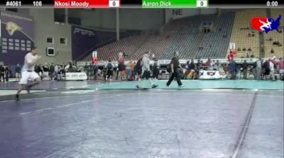 106 lbs semifinal Nkosi Moody IL vs. Aaron Dick MN