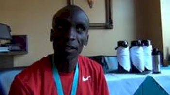 Eliud Kipchoge on leading much of race and putting on a show for the fans at 2012 Carlsbad 5000