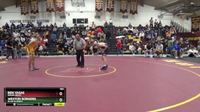 132 lbs Cons. Round 2 - Ben Vasas, Walsh Jesuit vs Weston Borgers, Blair Academy