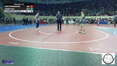 87 lbs Round Of 16 - Gage Springwater, Ponca City vs Sammy Cox, Watonga