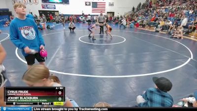 90 lbs Cons. Round 1 - JcKoby Blackburn, Glenrock Intermediate Middle School vs Cyrus Frude, Laramie Middle School