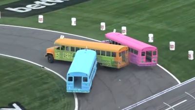 Landon Cassill Wins School Bus Race At Charlotte Motor Speedway