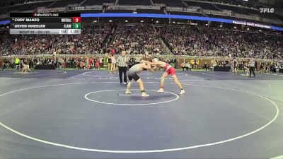 D3-120 lbs Champ. Round 1 - Deven Wheeler, Clare HS vs Cody Manzo, Whitehall