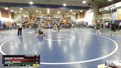 106 lbs Semifinal - Zachary Southern, Hesperia vs Daniel Mendoza, Victor Valley