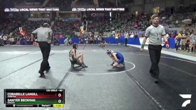 80 lbs Quarterfinal - Sawyer Beckman, Oakley vs Corabelle Langill, Sabetha