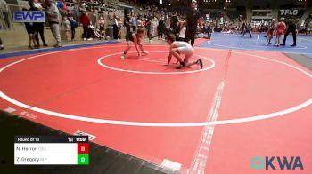 85 lbs Round Of 16 - Noah Herron, Collinsville Cardinal Youth Wrestling vs Zoie Gregory, Tulsa Blue T Panthers