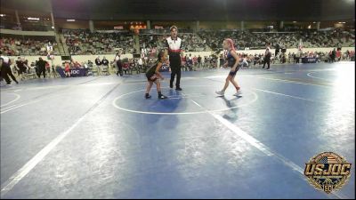 50 lbs Semifinal - Sadie Beavers, Harrah Little League Wrestling vs Amavi Cline, Coweta Tiger Wrestling