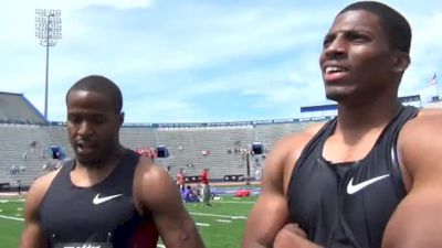 Ronnie Ash Jeff Porter after stacked Hurdle Final 2012 Kansas Relays