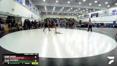 215 lbs Cons. Round 2 - Elias Saucedo, El Toro vs Gabe Nafeh, Beverly Hills High School Wres