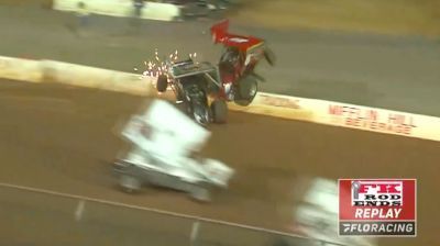 Sprint Car Hops Wall, Smashes Into Port Royal Victory Lane Stage