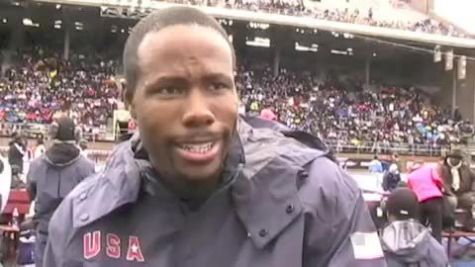 Doc Patton and Justin Gatlin after winning USA vs the World Men's 4x100