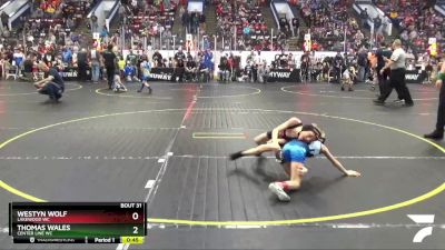 52 lbs Champ. Round 2 - Thomas Wales, Center Line WC vs Westyn Wolf, Lakewood WC