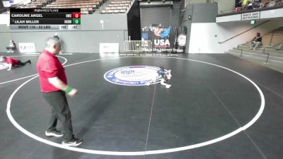 53 lbs Quarters - Lilah Miller, RBWC (Rancho Bernardo Wrestling Club) vs Caroline Angel, Reign Wrestling Club