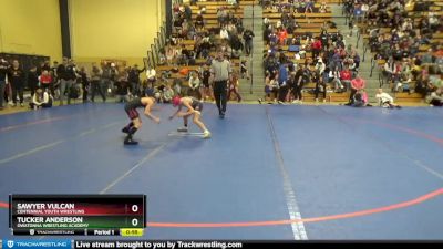 70 10U Champ. Round 1 - Sawyer Vulcan, Centennial Youth Wrestling vs Tucker Anderson, Owatonna Wrestling Academy