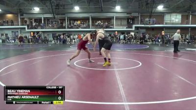 197 lbs Semifinal - Beau Yineman, Wisconsin-Oshkosh vs Mathieu Arsenault, Coe