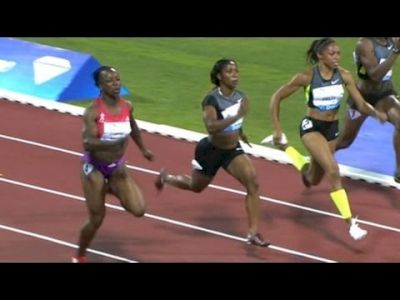Allyson Felix dips down in distance to run a meet record 10.92 in the 100m