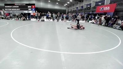 130 lbs Cons. Sub-quarters - Hannah Larson, Riverton Wolf Pack Wrestling Club vs Peyton Nedelsky, Whiteland Wrestling Club