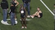 Mo Farah after unreal 5k rabbiting at USATF Oxy HP 2012