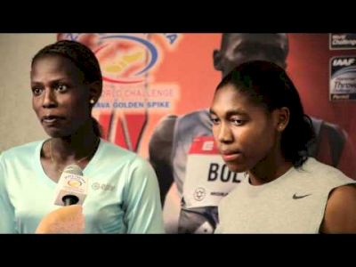 Pamela Jelimo and Caster Semenya - interview before Ostrava Golden Spike 2012