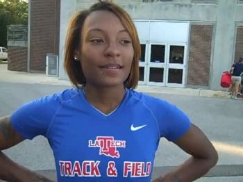 Chelsea Hayes after qualifying for nationals in long jump and 100m at 2012 NCAA East Prelim