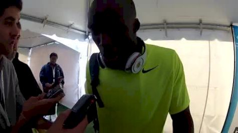 LaShawn Merritt after 400M win and reaction to Liu Xiang 110H at the 2012 Prefontaine Classic