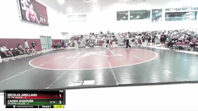 125 lbs Round 1 (3 Team) - Caden Hanover, Palomar College vs Nicolas Arellano, Mt. SAC (White)