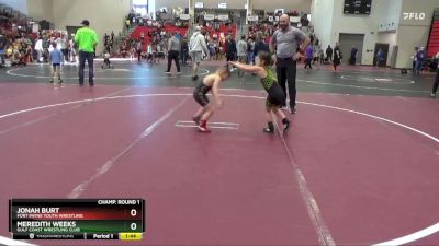 60 lbs Champ. Round 1 - Meredith Weeks, Gulf Coast Wrestling Club vs Jonah Burt, Fort Payne Youth Wrestling