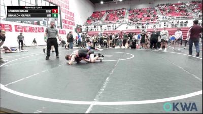 119 lbs Rr Rnd 3 - Jordon Inman, Red Ryder Wrestling Club vs Braylon Oliver, Harrah Little League Wrestling