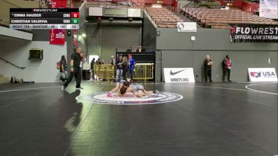 Bantam - 49 lbs Cons. Semis - Christian Valdivia, Total Kaos Wrestling Club vs Emma Hauser, Southwest Stallions Wrestling Club