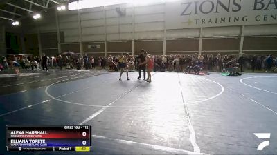 112 lbs Quarterfinal - Alexa Marshall, Panguitch Wrestling vs Elliana Topete, Wasatch Wrestling Club