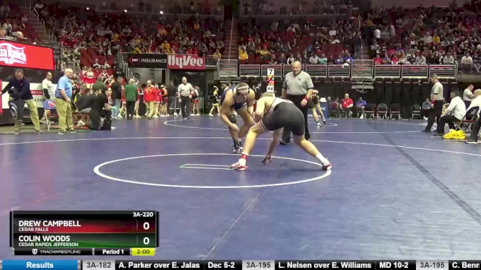 3A-220 lbs Cons. Round 2 - Drew Campbell, Cedar Falls vs Colin