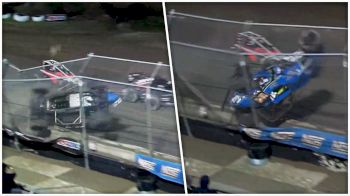 Catchfence Torn Up In Scary USAC Sprint Crash At Winter Dirt Games