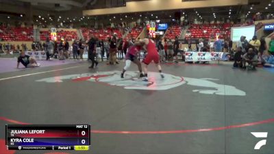 180 lbs Semifinal - Juliana LeFort, TX vs Kyra Cole, KS