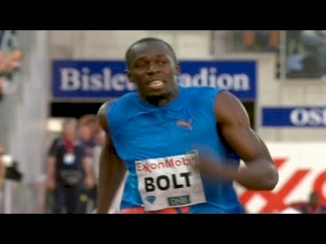 Usain Bolt runs down Asafa Powell at 2012 Oslo Bislett Diamond League