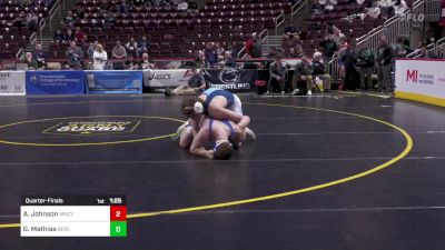 215 lbs Quarterfinal - Austin Johnson, Muncy vs Grant Mathias, Berlin Brothersvalley